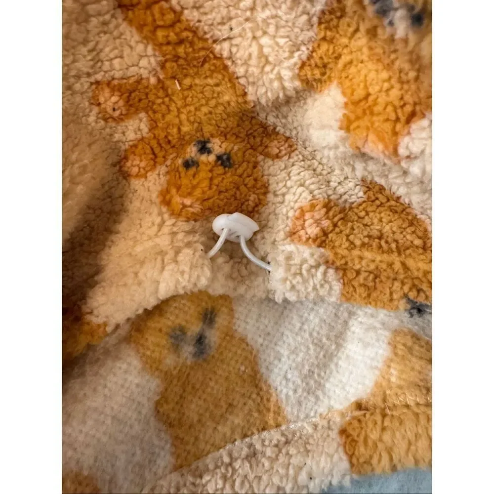 Be Storie Teddy Bear Sherpa Hoodie Cropped Pullover Size Large Cozy Cute